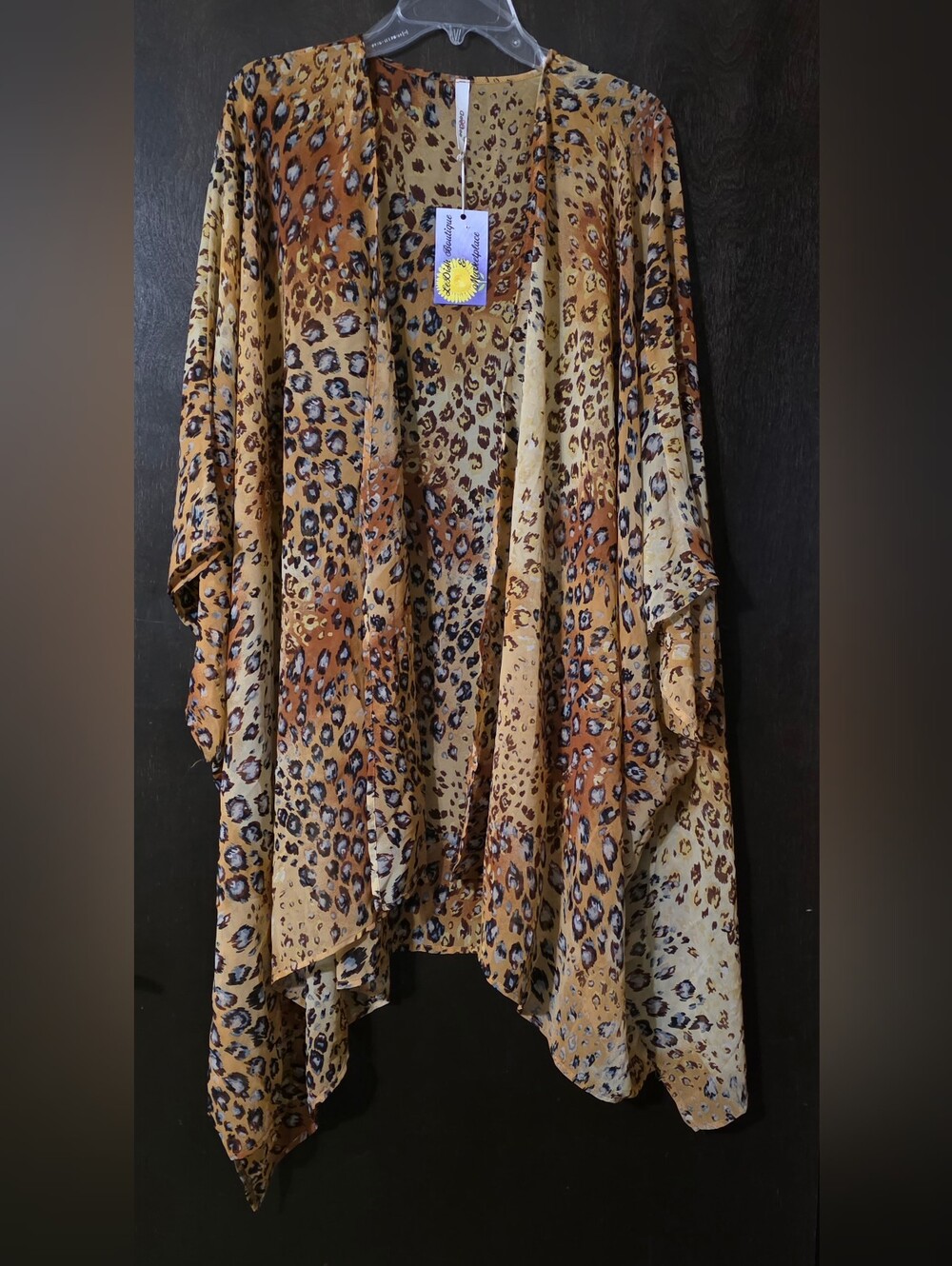 GeeGee Leopard Print Flowing Women's Kimono Cover-up Duster Size 2XL